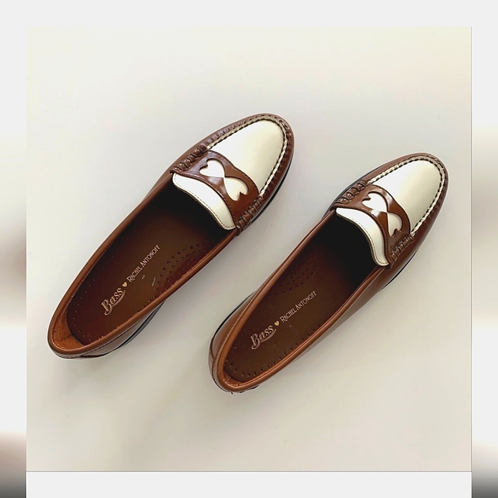 Bass x Rachel Antonoff Weejun Heart Brown Loafers Size 9.5